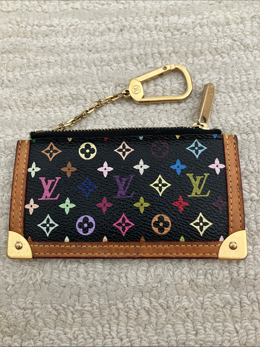 Louis Vuitton Black Murakami key cles  Multicolor Monogram  with Gold Hardware